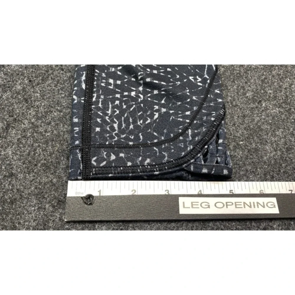 Lululemon Leggings Women 4 Black White Lattice Hem High Rise Crop Activewear